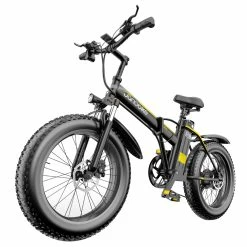JANOBIKE E20 Fat Tire Electric Folding Mountain Bike 1000W Brushless Motor Aluminum Alloy Frame 7 Speed Gears 40km/h Removable Panasonic 48V 12.8Ah Battery Up To 50km Range 20" X 4.0 Snow Tire XOD Hydraulic Brake Smart Meter - Black