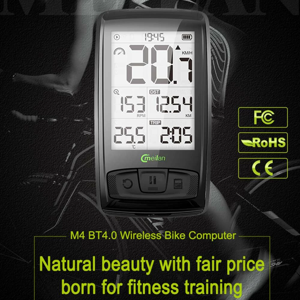 Meilan M4 Bike Computer Wireless Speedometer Odometer 2.5 Inch IML Mirror Surface Screen - Black 6 Meilan M4 Bike Computer Wireless Speedometer Odometer 2.5 Inch IML Mirror Surface Screen - Black - Image 6