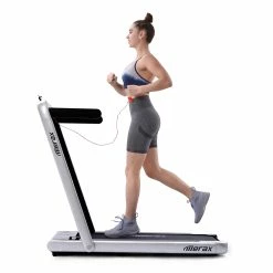 Merax 2.25 HP Electric Folding Treadmill 2-in-1 Running Machine With Remote Control/LED Display Fully Assembled Portable - Silver