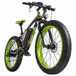 RICH BIT TOP-022 Electric Mountain Bike 26*4.0 Inch Chaoyang Fat Tires 1000W Motor 48V 17AH Battery 35Km/h Max Speed Up To 60km Range Dual Disc Brake LCD Display IP54 Waterproof - Black Green