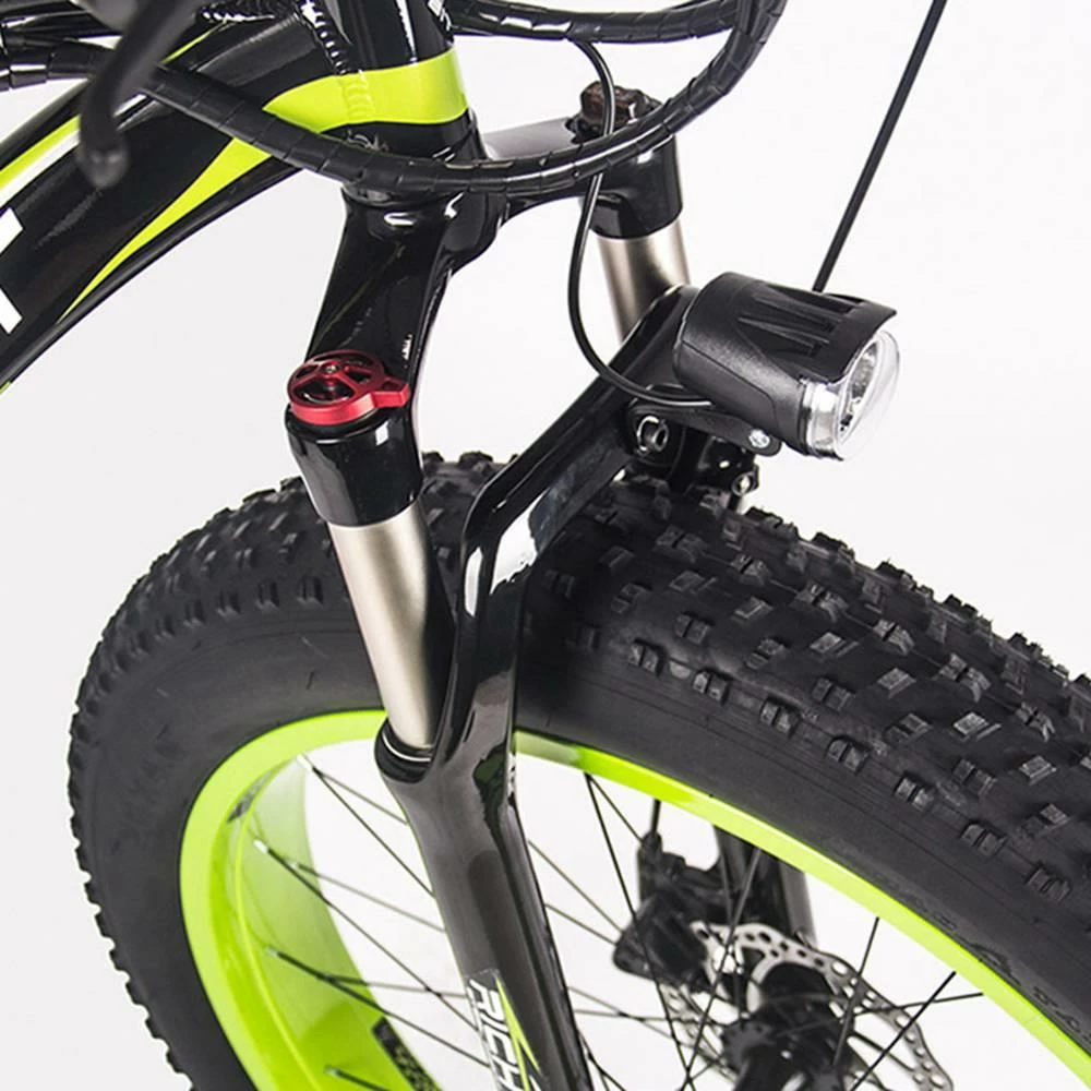 RICH BIT TOP-022 Electric Mountain Bike 26*4.0 Inch Chaoyang Fat Tires 1000W Motor 48V 17AH Battery 35Km/h Max Speed Up To 60km Range Dual Disc Brake LCD Display IP54 Waterproof - Black Green 4 RICH BIT TOP-022 Electric Mountain Bike 26*4.0 Inch Chaoyang Fat Tires 1000W Motor 48V 17AH Battery 35Km/h Max Speed Up To 60km Range Dual Disc Brake LCD Display IP54 Waterproof - Black Green - Image 4