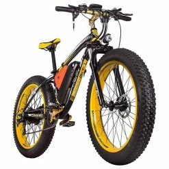 RICH BIT TOP-022 Electric Mountain Bike 26*4.0 Inch Chaoyang Fat Tires 1000W Motor 48V 17AH Battery 35Km/h Max Speed Up To 60km Range Dual Disc Brake LCD Display IP54 Waterproof - Black Yellow