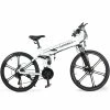 SAMEBIKE LO26 II Smart Folding Electric Moped Bike 500W Motor 10Ah Battery Max 35km/h SHIMANO 21 Gear Pure Electric Mode 35-40km Max Range 26 Inch Magnesium Alloy Rim Wheel - White