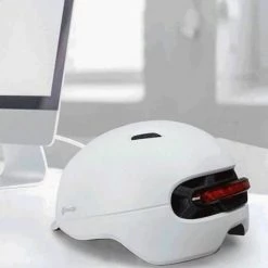 Xiaomi Smart4u SH50 Smart City Commuter Bling Helmet With Automatic Sensor Lighting IPX4 Waterproof Magnetic Charge Long Standby Size L - Black -Zhengbu Shop xiaomi smart4u sh50 bicycle smart flash helmet black 1584081237906