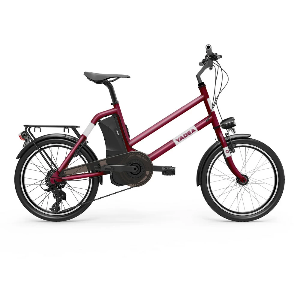 YADEA YT300 20 Inch Touring Electric City Bike 250W OKAWA Mid Drive Motor SHIMANO 7-Speed Rear Derailleur 36V 7.8Ah Removable Battery 25km/h Max Speed Up To 60km Max Range LED Headlight - Red - Image 2