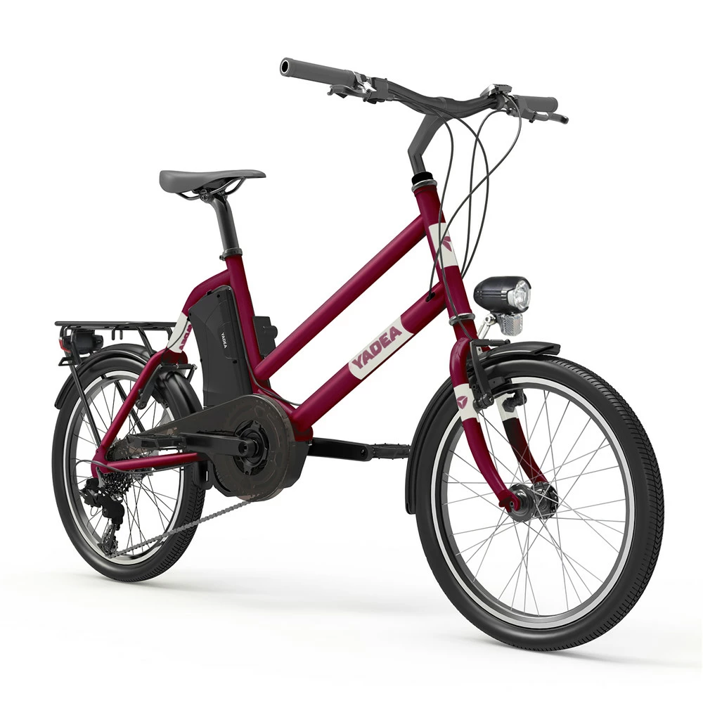 YADEA YT300 20 Inch Touring Electric City Bike 250W OKAWA Mid Drive Motor SHIMANO 7-Speed Rear Derailleur 36V 7.8Ah Removable Battery 25km/h Max Speed Up To 60km Max Range LED Headlight - Red