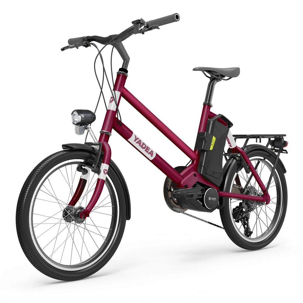 YADEA YT300 20 Inch Touring Electric City Bike 250W OKAWA Mid Drive Motor SHIMANO 7-Speed Rear Derailleur 36V 7.8Ah Removable Battery 25km/h Max Speed Up To 60km Max Range LED Headlight - Red - Image 4